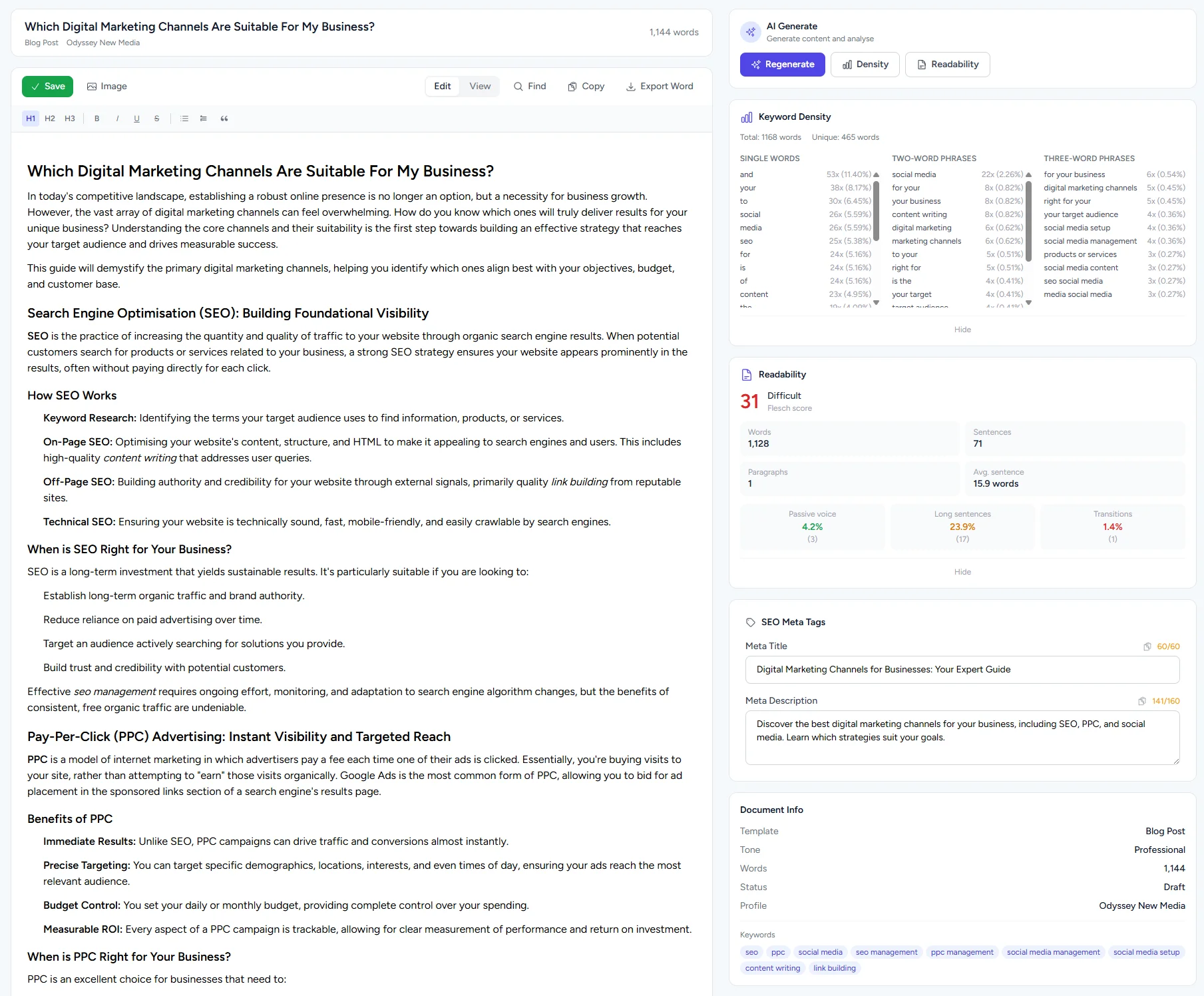 Content Development Tool Screenshot